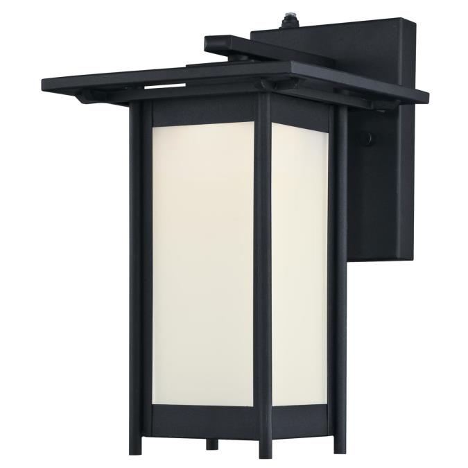 6361100 1 Light Led Wall Fixture With Dusk To Dawn Sensor & Frosted Glass, Textured Black