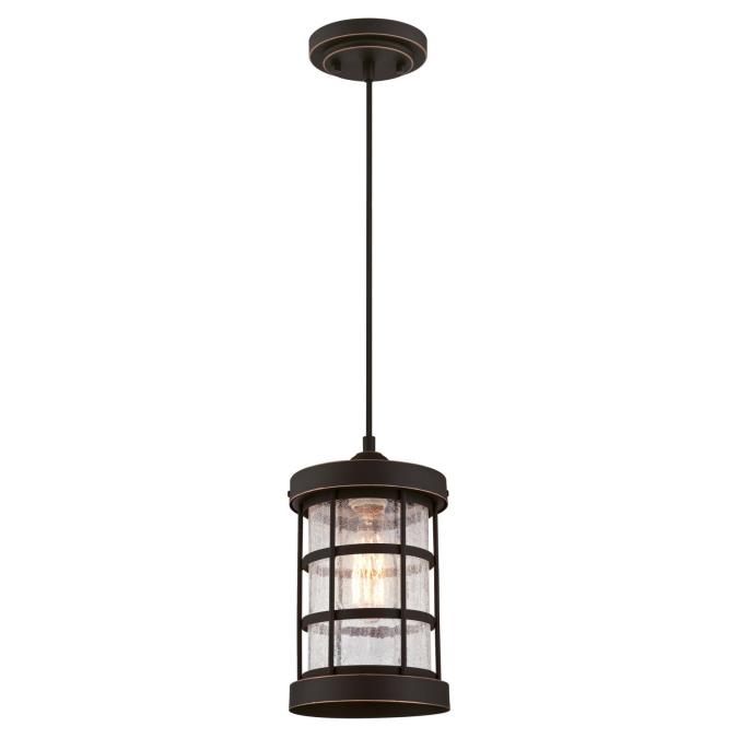 6361500 1 Light Mini Pendant & Clear Crackle Glass, Oil Rubbed Bronze & Highlights
