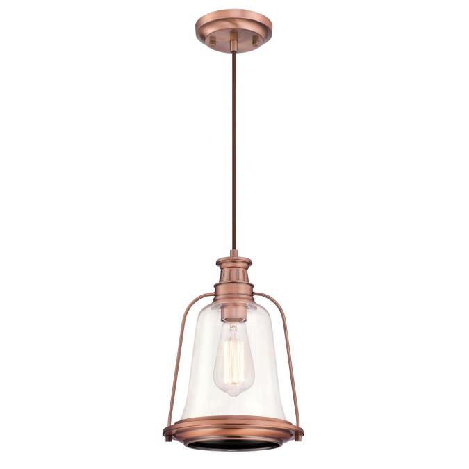 6361600 1 Light Mini Pendant With Clear Glass, Washed Copper
