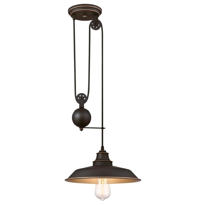 6363200 1 Light Pulley Pendant & Metal Shade, Oil Rubbed Bronze & Highlights