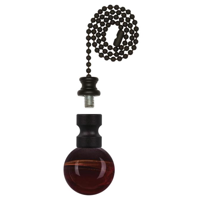 1000600 Amber Alabaster Glass Sphere Finial & 12 In. Beaded Pull Chain - Oil Rubbed Bronze Finish