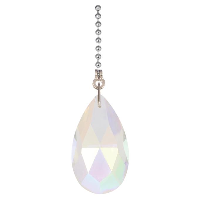 1000800 Glass Prism Teardrop 12 In. Beaded Pull Chain - Chrome Finish