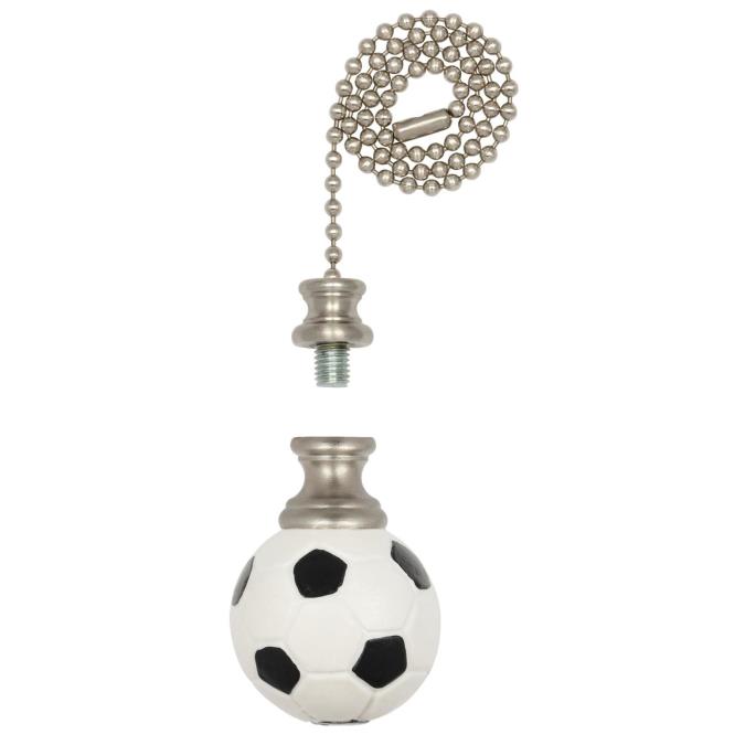 1001300 Soccer Ball Finial & 12 In. Beaded Pull Chain - Brushed Nickel Finish