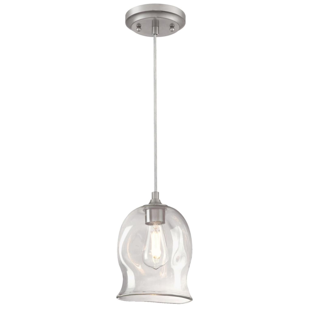 6366100 Mini Pendant With Clear Indented Glass - Brushed Nickel