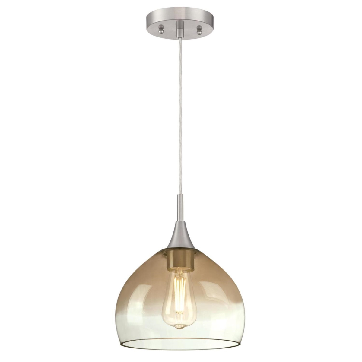 6366900 Pendant With Amber & Clear Glass - Brushed Nickel
