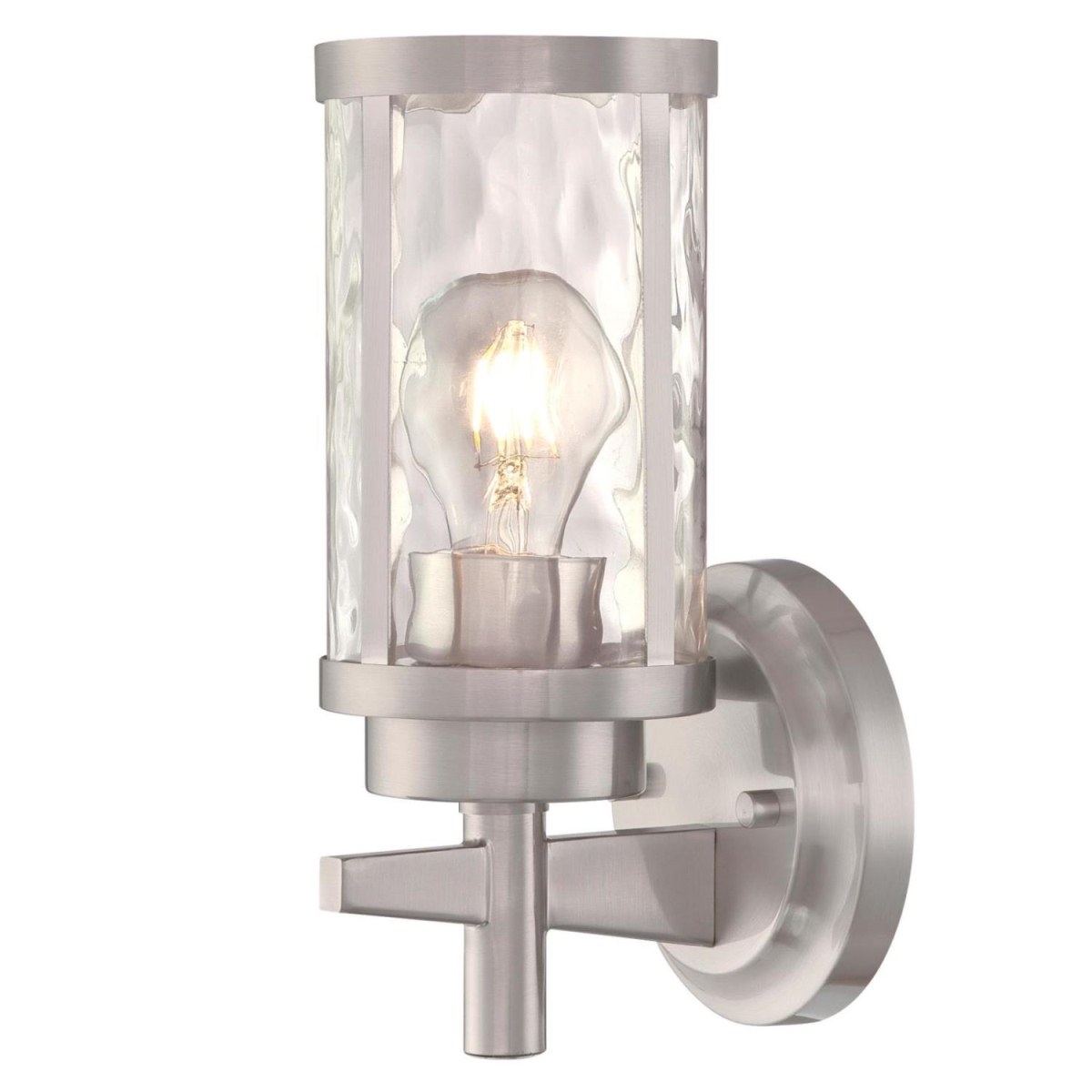 6368300 1 Light Wall Fixture With Clear Water Glass - Brushed Nickel