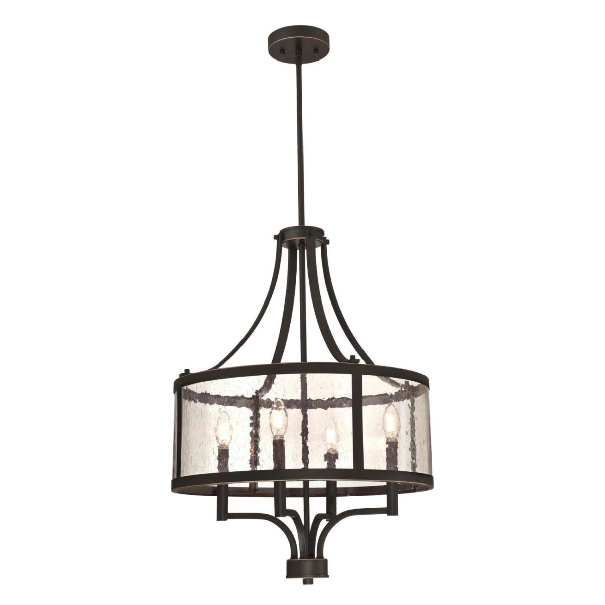 6368400 4 Light Chandelier With Highlights & Clear Seeded Glass - Oil Rubbed Bronze