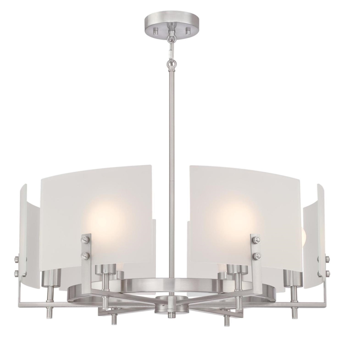 6369400 6 Light Chandelier With Frosted Glass - Brushed Nickel