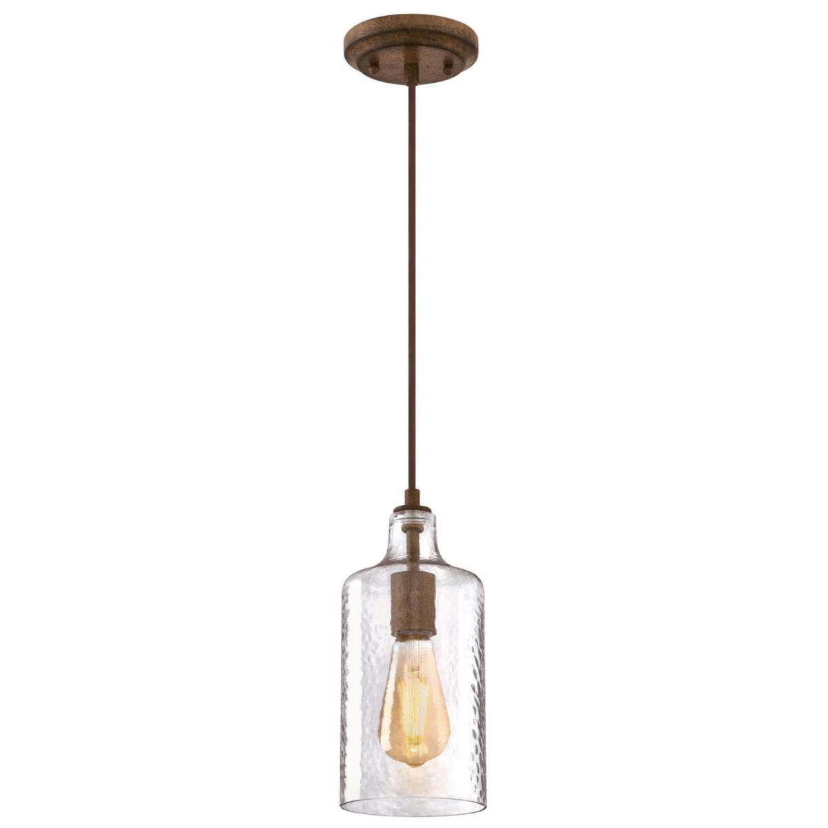 6371300 Mini Pendant With Clear Textured Glass - Barnwood