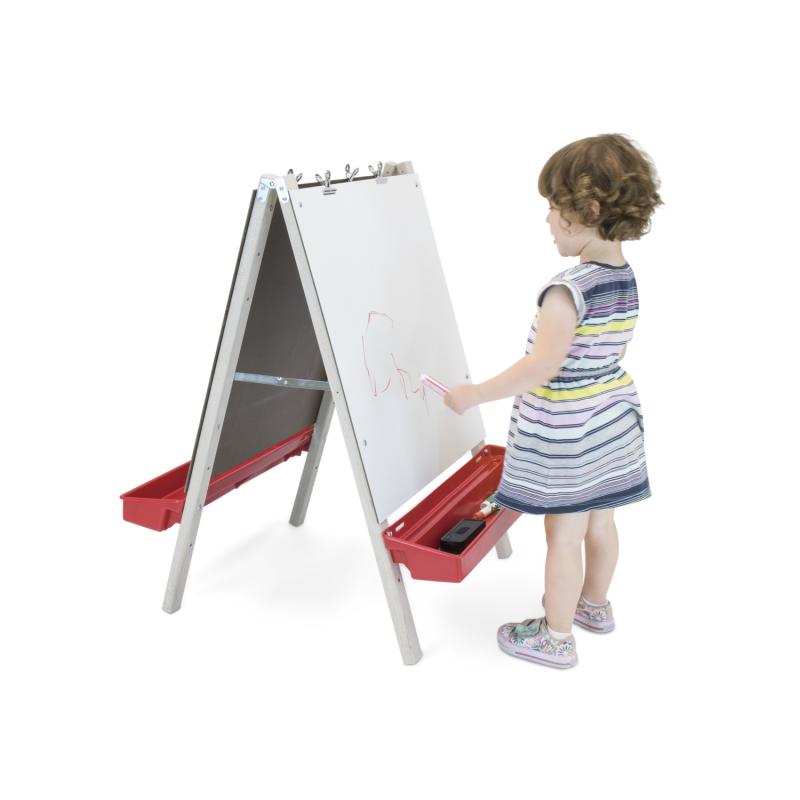 Wb1863 Toddler Adjustable Easel With Write & Wipe Boards, Natural Uv
