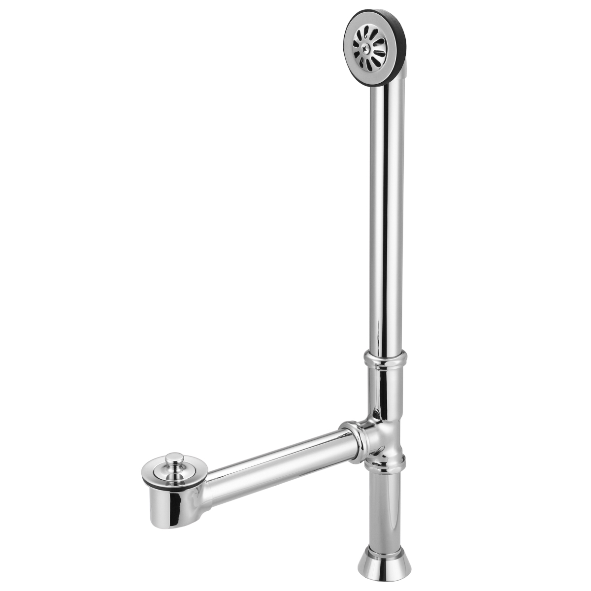 Wo-0001-01 Lift & Turn Exposed Finish Tub Drain For Claw Foot Or Other Elegant Tubs - Silver & Chrome