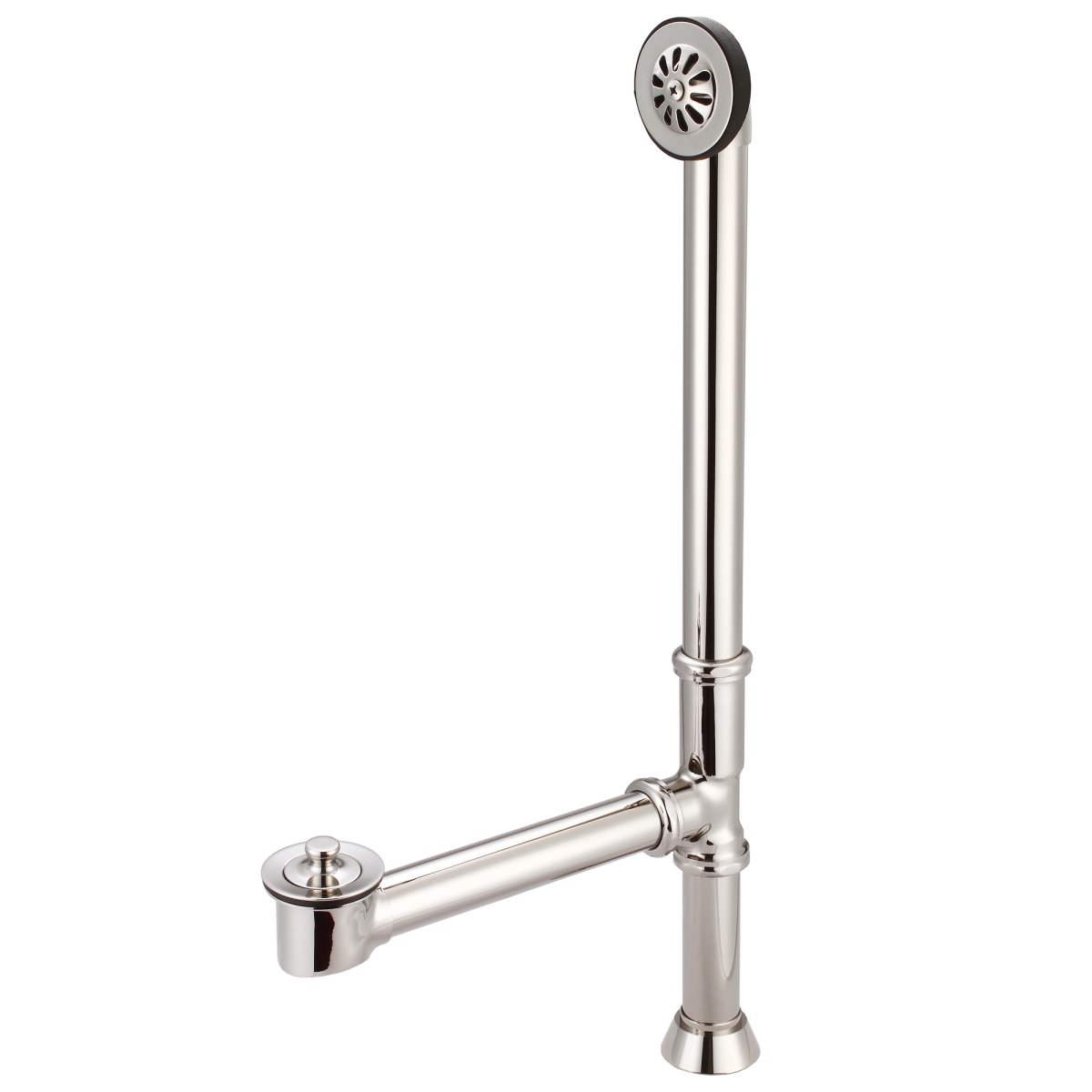 Wo-0001-05 Lift & Turn Exposed Finish Tub Drain For Claw Foot Or Other Elegant Tubs - Ivory & Polished Nickel