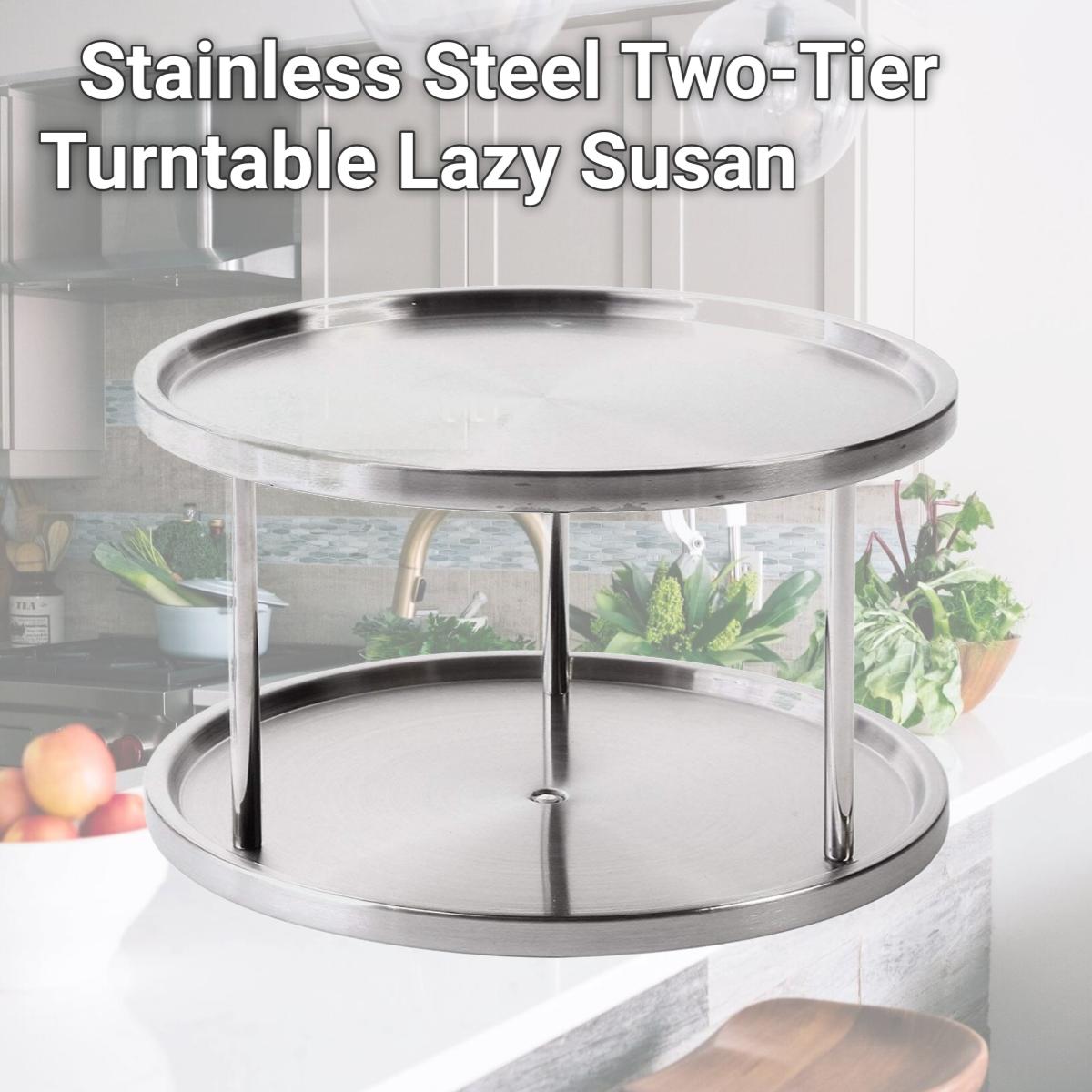 Picture of Jiallo WE-HW01 Stainless Steel Two-Tier Turntable Lazy Susan