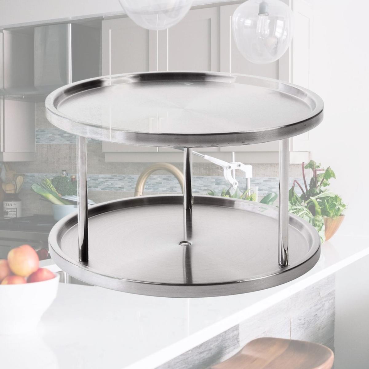 Picture of Jiallo WE-HW01 Stainless Steel Two-Tier Turntable Lazy Susan