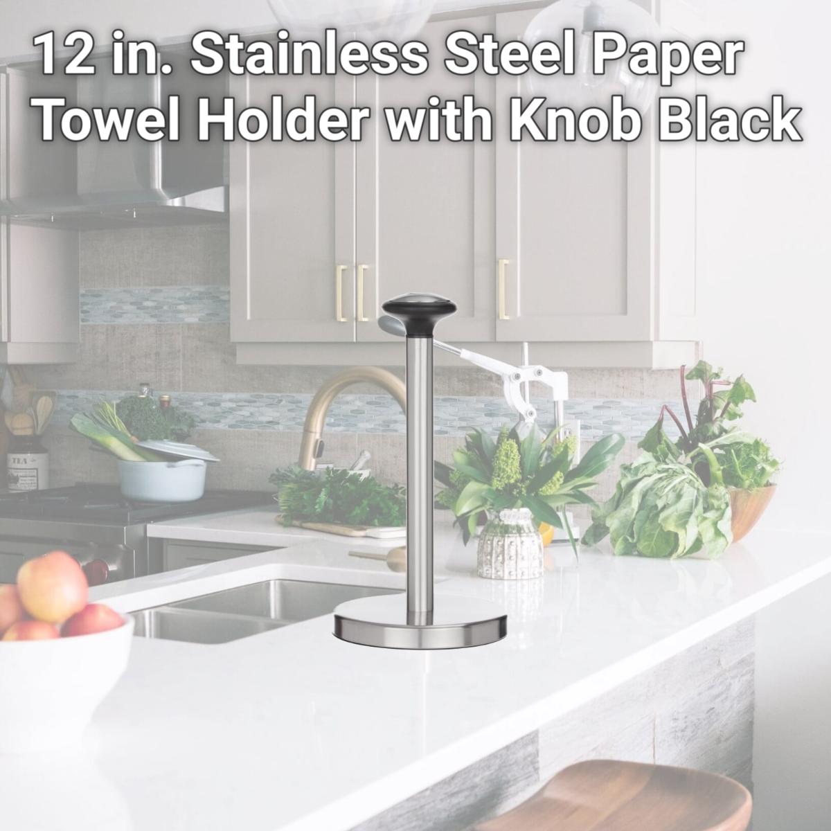Picture of Jiallo WE-PH115 12 in. Stainless Steel Paper Towel Holder with Knob, Black