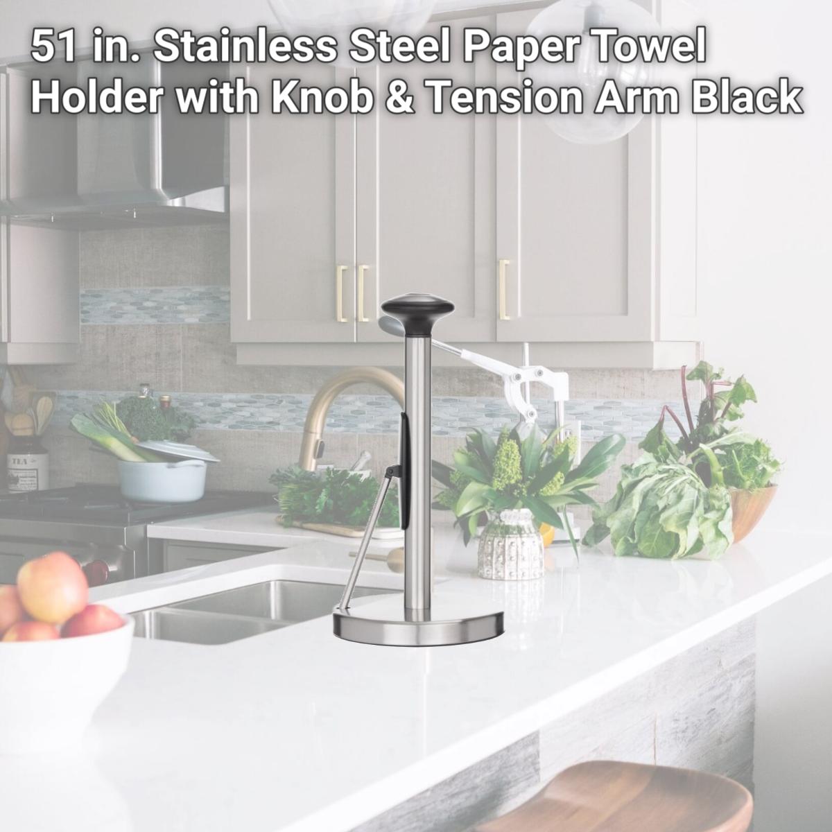 Picture of Jiallo WE-PH116 51 in. Stainless Steel Paper Towel Holder with Knob & Tension Arm, Black