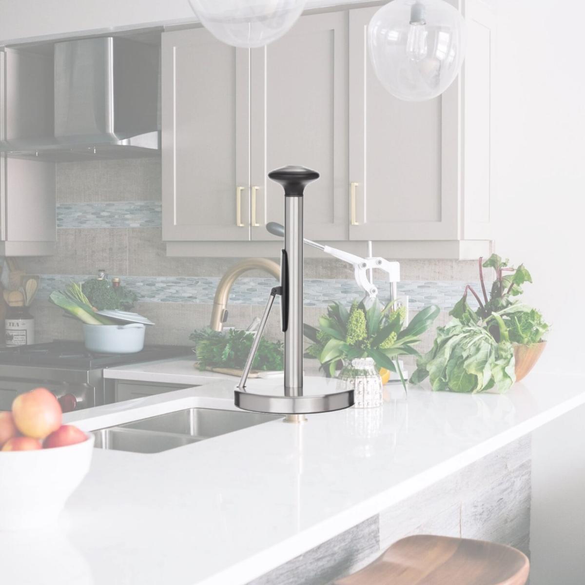 Picture of Jiallo WE-PH116 51 in. Stainless Steel Paper Towel Holder with Knob & Tension Arm, Black