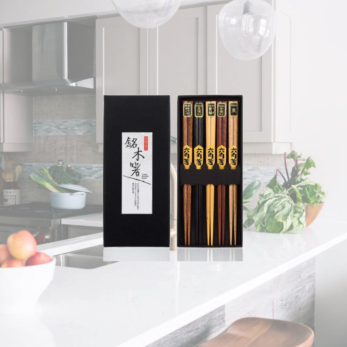 Picture of Heim Concept 5PCCS-047 Organic Standard Hardwood Japanese Reusable Wood Chopsticks - Pair of 5