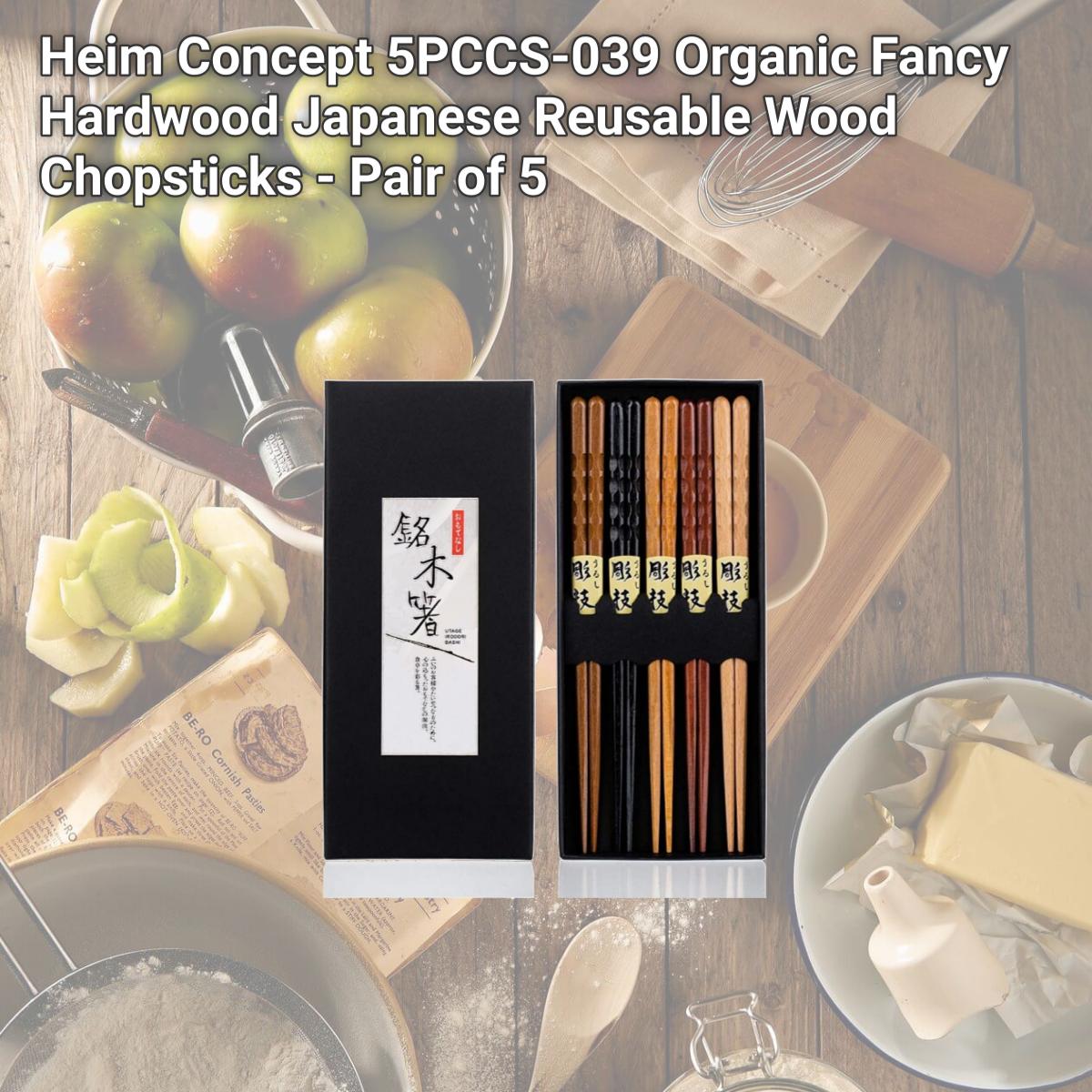 Picture of Heim Concept 5PCCS-039 Organic Fancy Hardwood Japanese Reusable Wood Chopsticks - Pair of 5