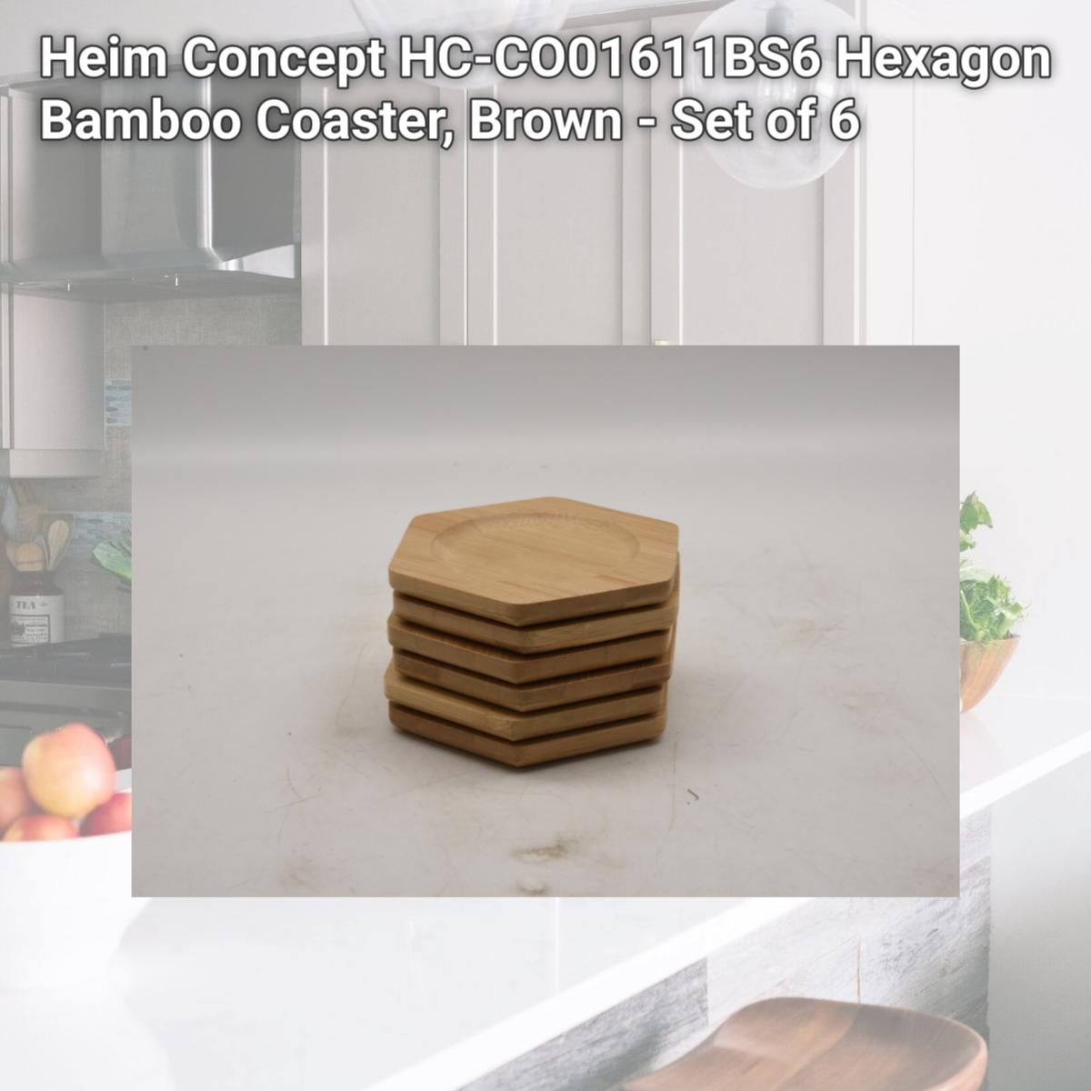 Picture of Heim Concept HC-CO01611BS6 Hexagon Bamboo Coaster, Brown - Set of 6