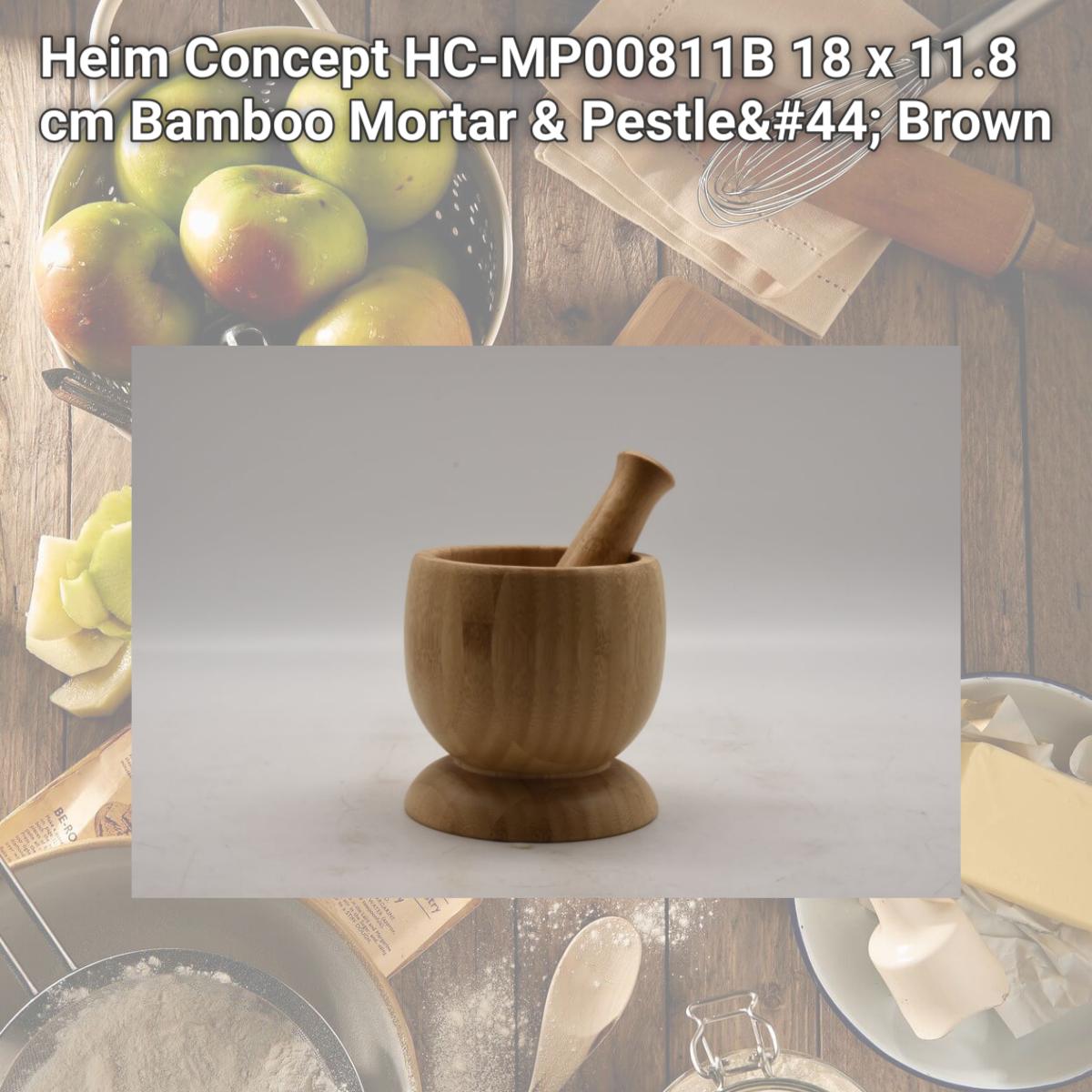 Picture of Heim Concept HC-MP00811B 18 x 11.8 cm Bamboo Mortar & Pestle, Brown