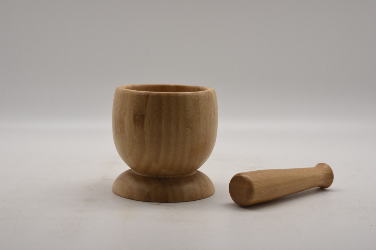 Picture of Heim Concept HC-MP00811B 18 x 11.8 cm Bamboo Mortar & Pestle, Brown