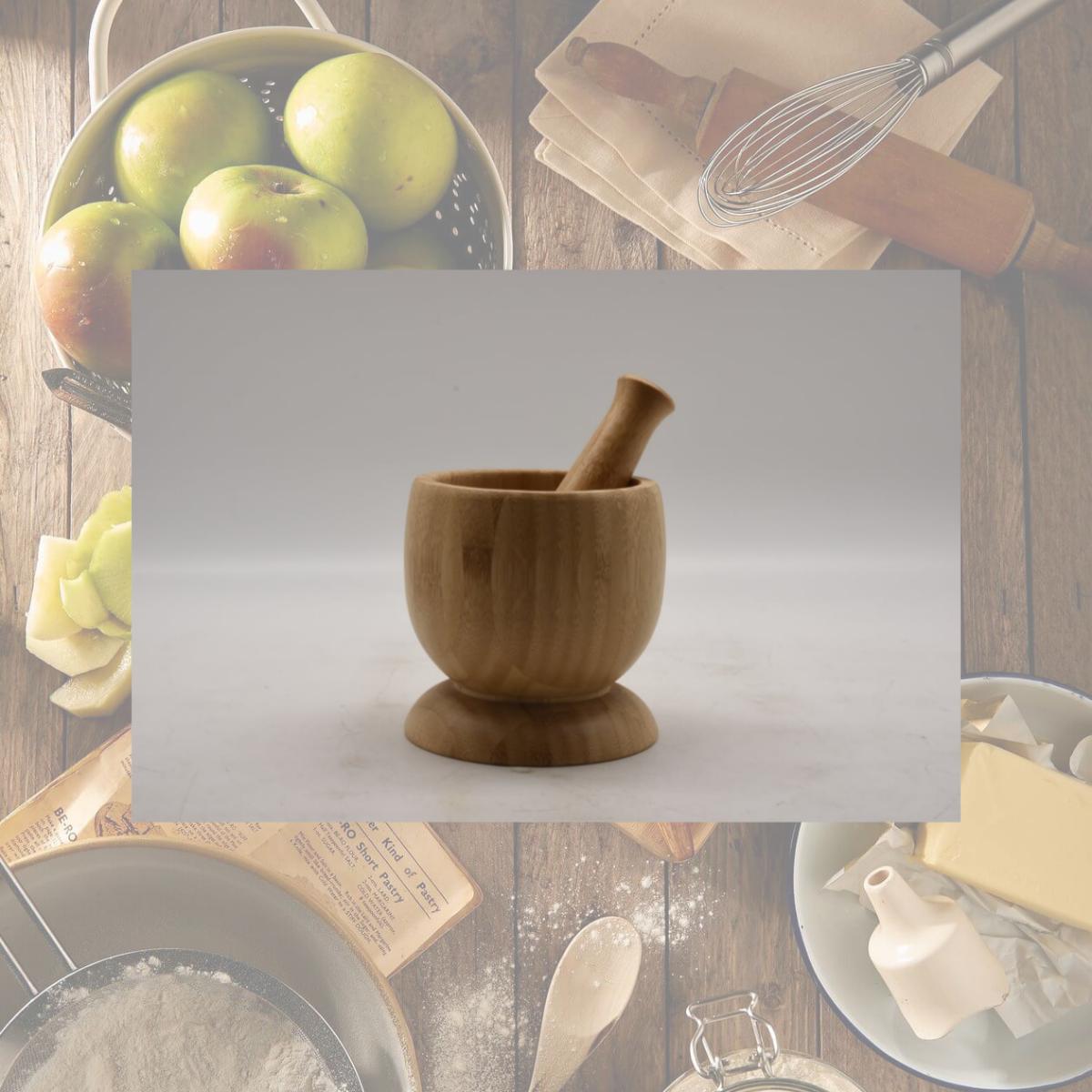 Picture of Heim Concept HC-MP00811B 18 x 11.8 cm Bamboo Mortar & Pestle, Brown