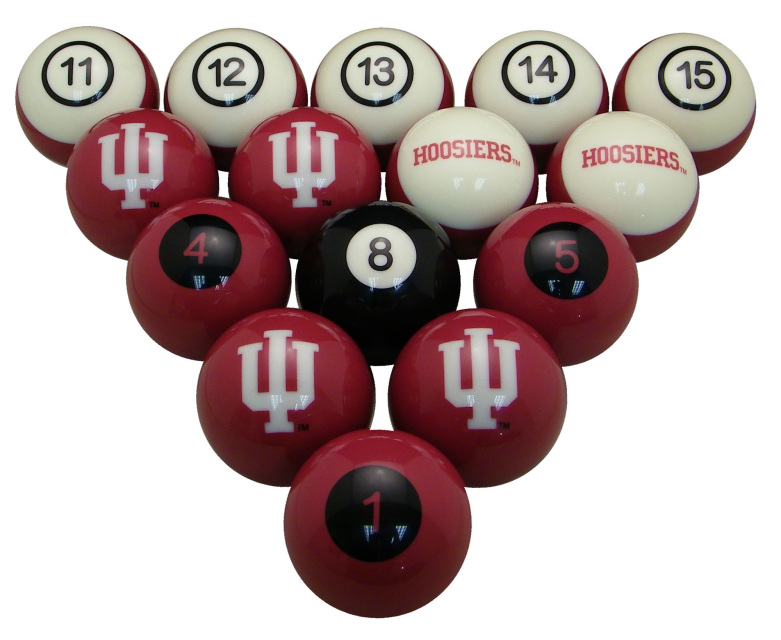 University Of Indiana Billiard Ball Set - Numbered