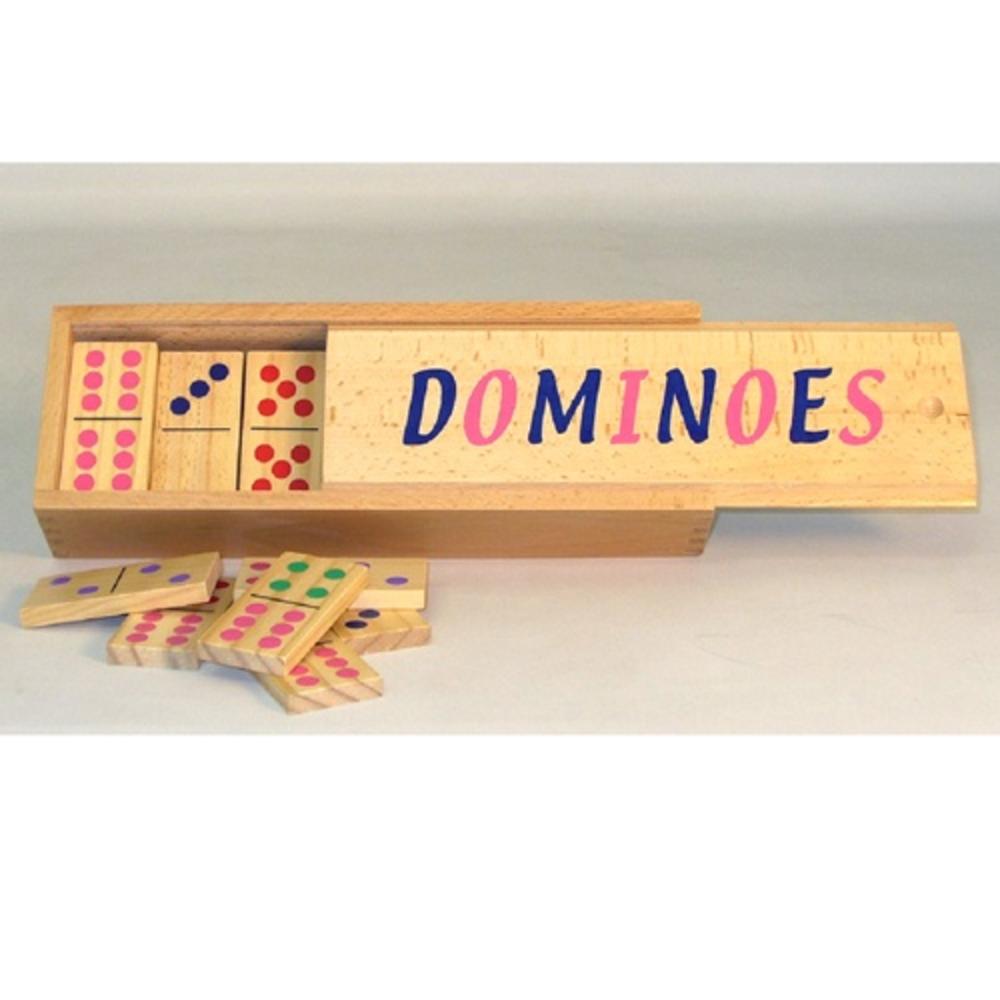 Sq32 3 X 1.5 X 0.25 In. Wood Dominoes Double 6 Color Dot Oversized Domino