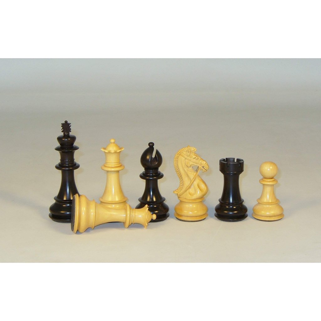 45ebkdq Ebony & Boxwood Bridle Knight With Beveled Base Triple Weighted & Felted Chess Board - 4 Oz King