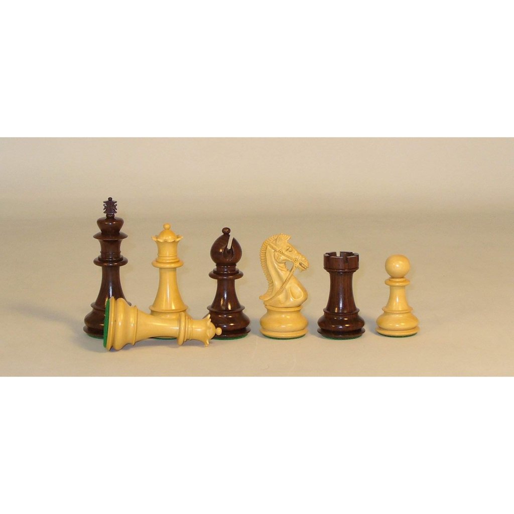 45rbkdq Rosewood & Boxwood Bridle Knight With Beveled Base Triple Weighted & Felted 4 Oz King Chess Board