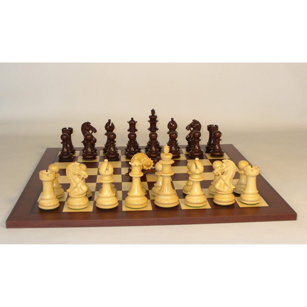 45rbkdq-jd Rosewood Bridle Knight Triple Weighted Jatoba & Maple Inlaid Chess Board - 2.2 In. Square