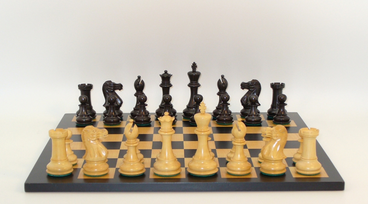 42bnc-bbm Boxwood Classic Chessmen With Black & Maple Chessboard, Black & Natural