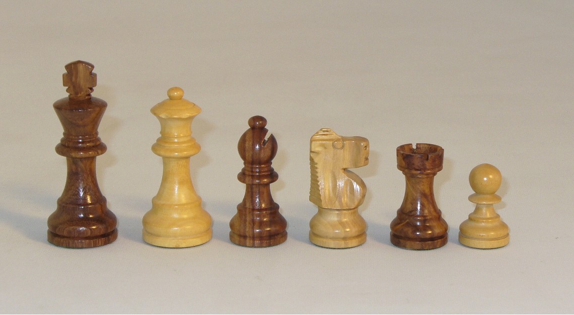 25sf-1001sf250 Sheesham & Boxwood French Knight Chessmen - Small