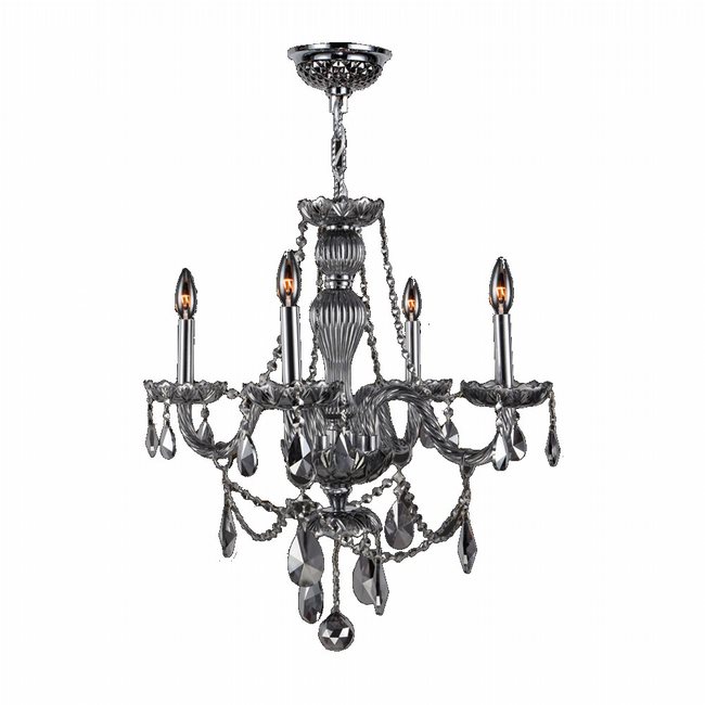 W83095c23-sm Provence Collection 4 Light Chrome Finish With Smoke Crystal Chandelier