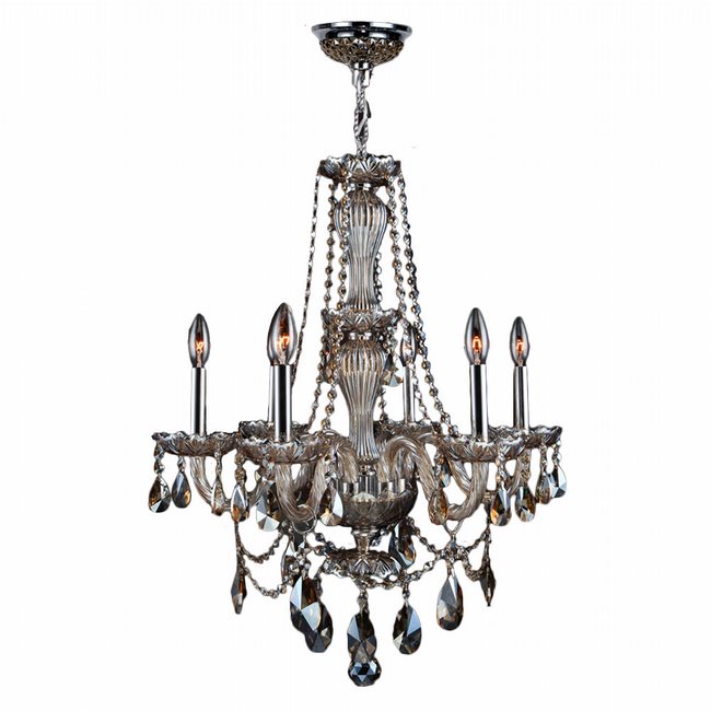 W83096c23-gt Provence Collection 6 Light Chrome Finish With Golden Teak Crystal Chandelier