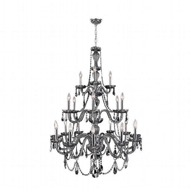 W83099c38-sm Provence Collection 21 Light Chrome Finish With Smoke Crystal Chandelier