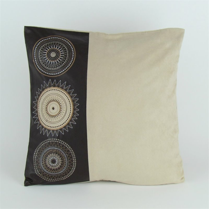 11082-2 Faux Leather Throw Pillow, Gray