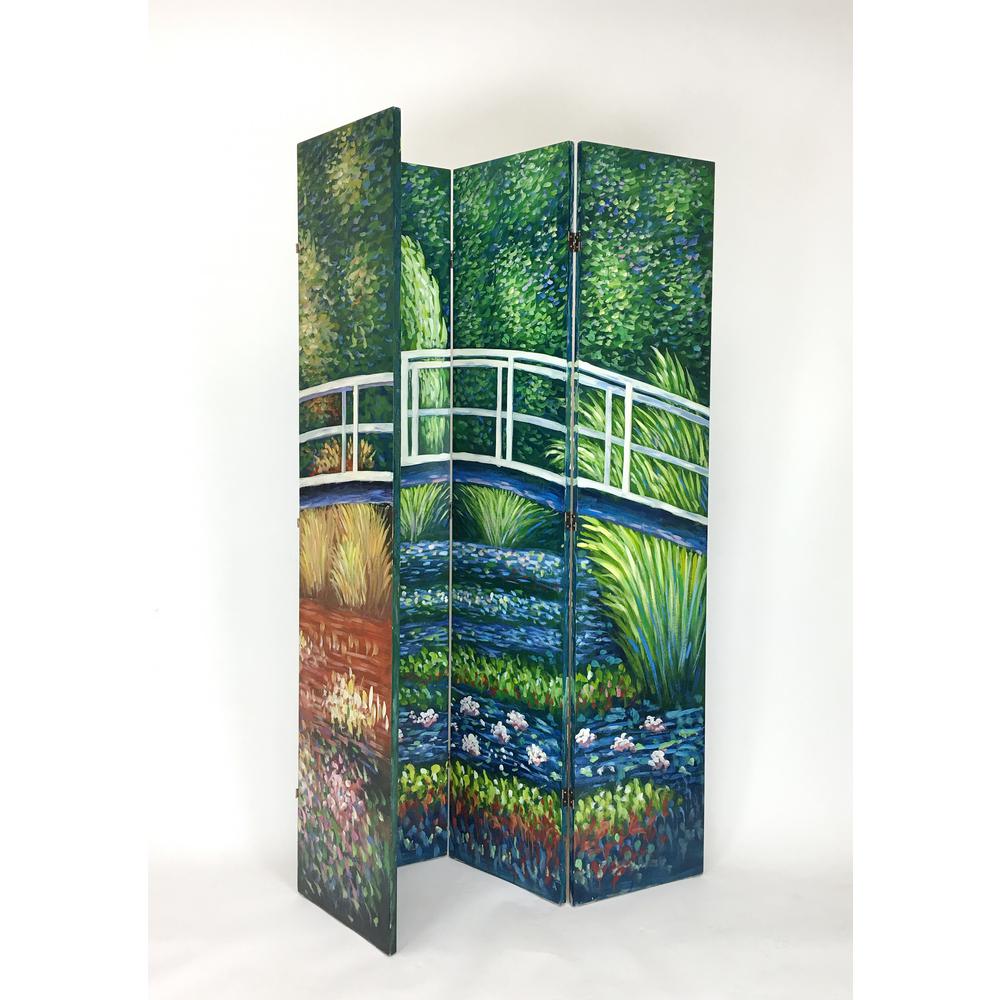 Hand Painted Double Side Screen - Green