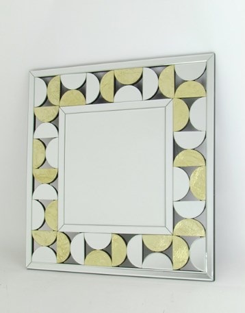 Mr310 33 X 25.5 X 0.625 In. Beveled Squared Mirror Gold Leaf Design - Mirror