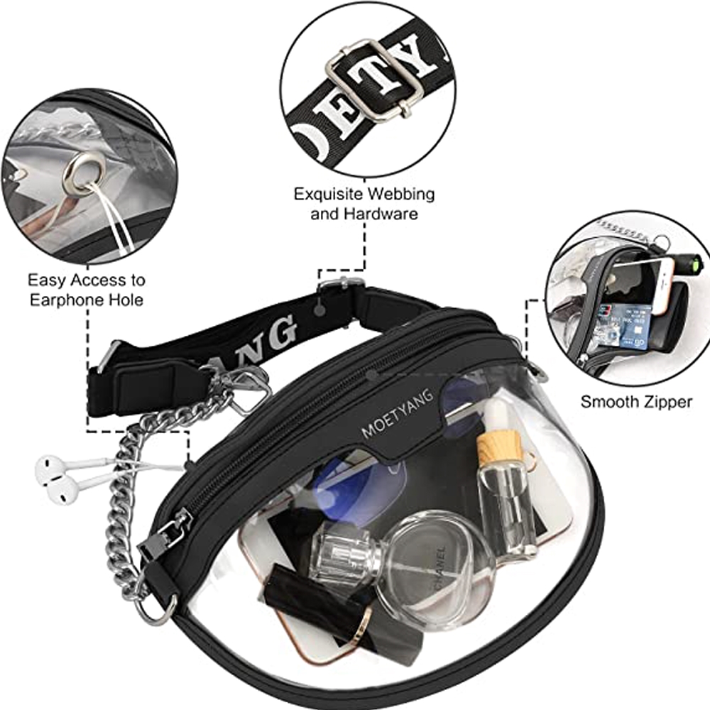 Picture of MOETYANG KZML-2 WOWMTN Fanny Pack Black MOETYANG Clear Purse for Women, Crossbody Handbag Cute, Small See Through Bag Clutch