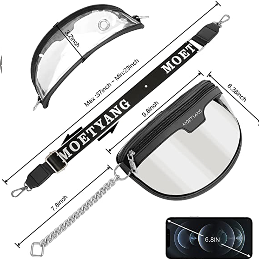 Picture of MOETYANG KZML-2 WOWMTN Fanny Pack Black MOETYANG Clear Purse for Women, Crossbody Handbag Cute, Small See Through Bag Clutch