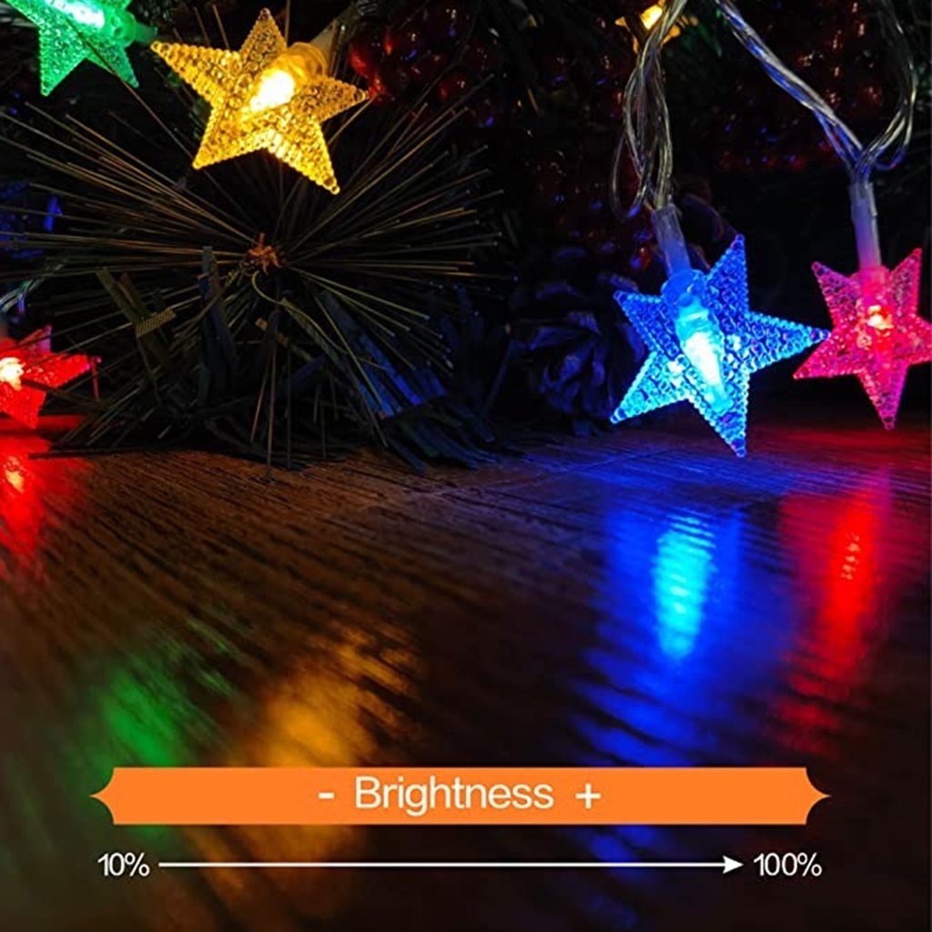 Picture of wowmtn HRZC_2 WOWMTN 33Ft Multicolor String Star Christmas Light Outdoor LED with Remote Battery Operated