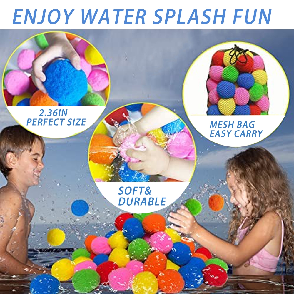 Picture of wowmtn NT43 60PCS Reusable Water Soaker Balls for Outdoor Toys and Games,Beach Balls for Kids and Teens Boys and Girls