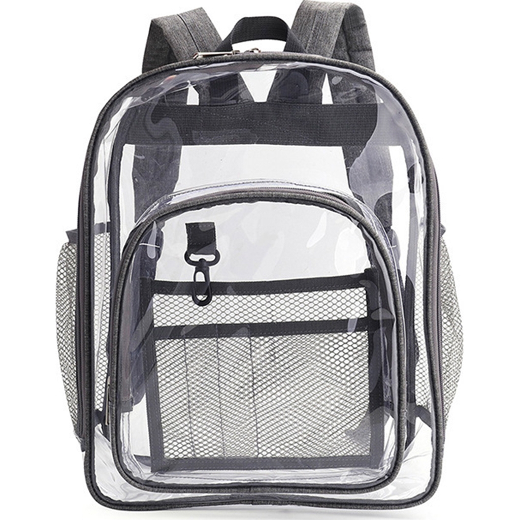 Clear Backpack (Clear/Black) Heavy Duty PVC Transparent Backpack with Reinforced Strap for College