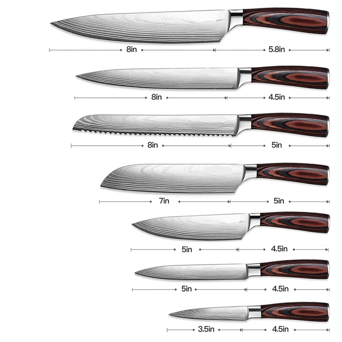 Picture of WOWMTN KNIFE7 7-Piece High Carbon Steel Knife Set with Knife Sharpener