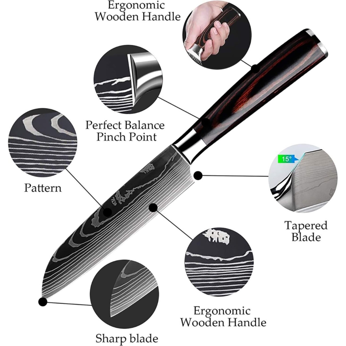 Picture of WOWMTN KNIFE7 7-Piece High Carbon Steel Knife Set with Knife Sharpener