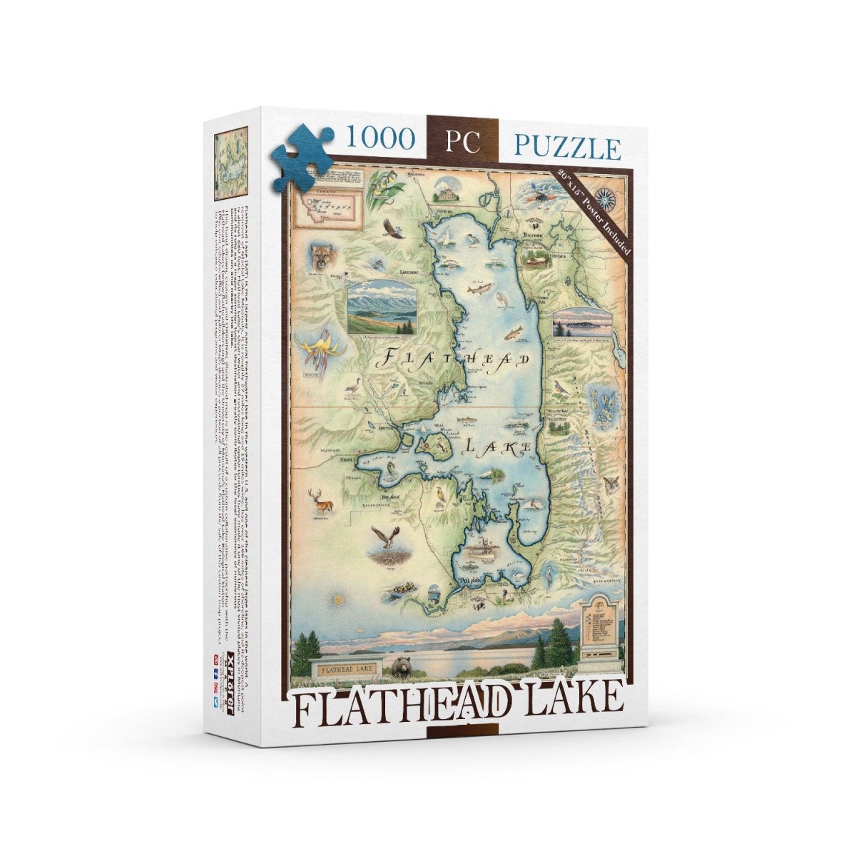 PZMCB_FLH Flathead Lake Map Jigsaw Puzzle - 1000 Pieces