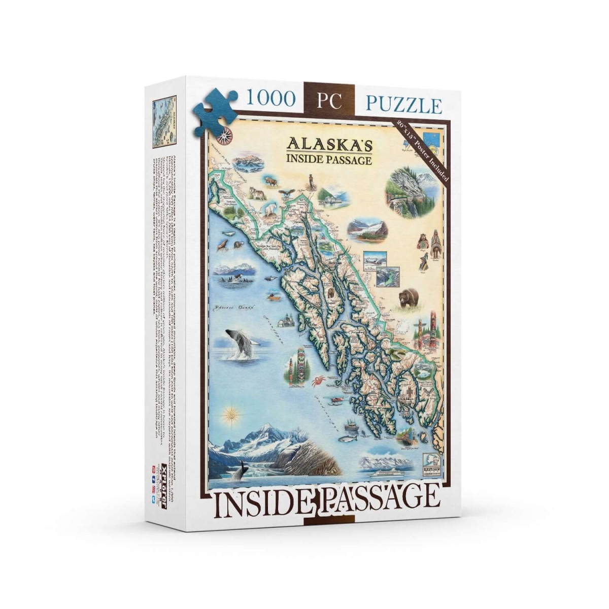 PZMCB_IP Alaska Inside Passage Map Jigsaw Puzzle - 1000 Pieces