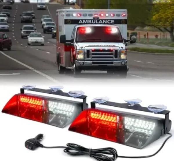 YL126-WR Dual LED Dash Light Bars, White & Red - Unmarked Series